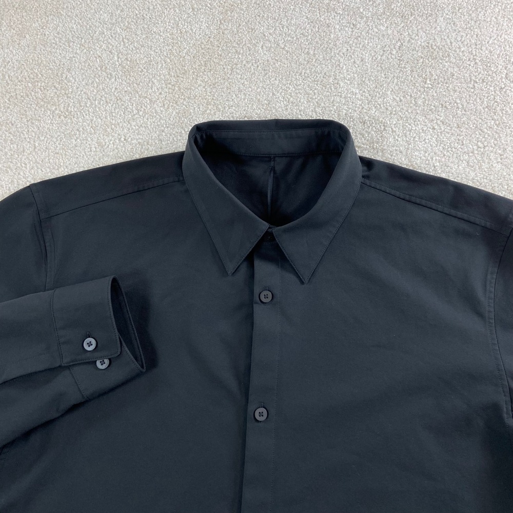 Lululemon Commission Shirt Men Large Black Long Sleeve Button Down Techwear